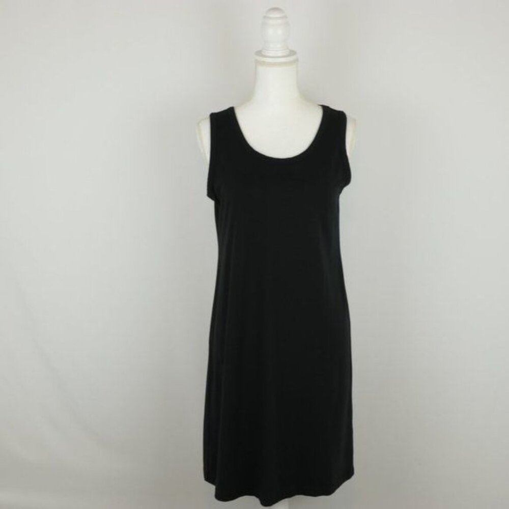 J. Jill Stretch Women's Small Black Pima Cotton Knit Scoop Neck Sheath Dress